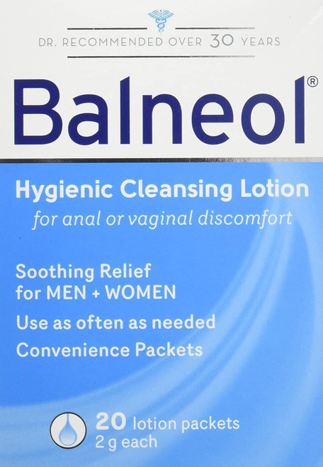 Balneol Hygienic Cleansing Lotion, Gentle Intimate Cleansing Lotion for Sensitive Skin and Pelvic Region, 20 Lotion Packets