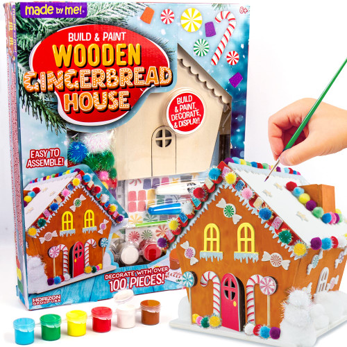 Made By Me Build & Paint Wooden Gingerbread House, DIY Wooden Gingerbread House, Gingerbread House Kit, Gingerbread Houses, Gingerbread House Kits, Mini Gingerbread House Kit, Crafts for Kids Ages 6+