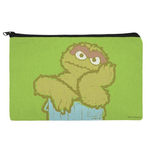 GRAPHICS & MORE Sesame Street Oscar the Grouch Distressed Makeup Cosmetic Bag Organizer Pouch