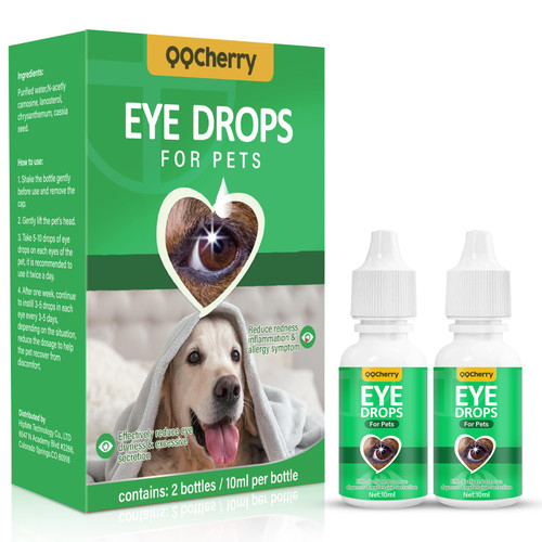 QQCherry Cataract Drops for Dogs, Dog Eye Drops, Effective Dog Eye Infection Treatment Dog Eye Cleaner Cataract Eye Drops, Improve Vision Clarity, Relieve Red Eyes & Allergy Symptoms(2 x 10 mL)