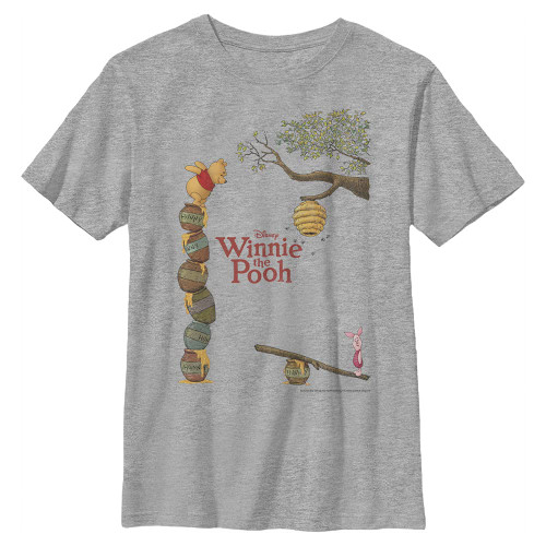 Disney Winnie The Pooh Honey Love Boy's Crew Tee, Athletic Heather, Small Disney Winnie The Pooh Honey Love Boy's Crew Tee, Athletic Heather, Small
