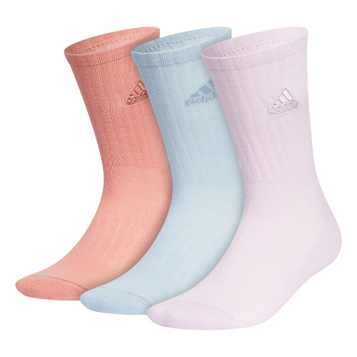 adidas Men's Classic Cushioned Crew Socks (3-Pair), Orchid Fusion Purple/Wonder Blue/Wonder Clay, Large