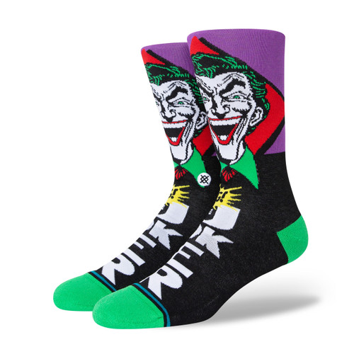 Stance Joker Comic Crew Socks (Medium, Black)
