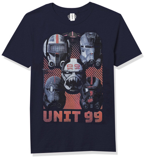 Star Wars Bad Batch Unit 99 Boy's Premium Solid Crew Tee, Navy Blue, Small