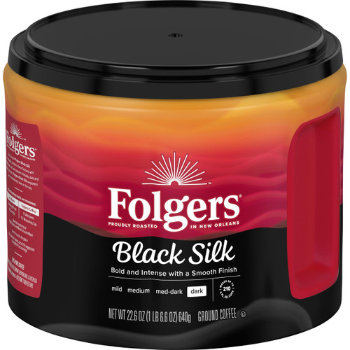 Folgers Black Silk Ground Coffee, Smooth Dark Roast Coffee, 22.6 Ounce Canister