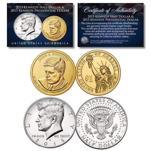 John F Kennedy 2-Coin Set 2015 JFK Presidential $1 Coin & 2015 JFK Half Dollar - Philadelphia Mint John F Kennedy 2-Coin Set 2015 JFK Presidential $1 Coin & 2015 JFK Half Dollar - Philadelphia Mint