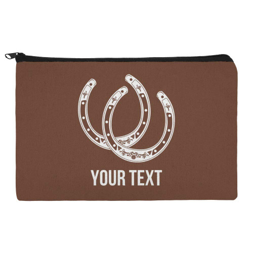 GRAPHICS & MORE Personalized Custom 1 Line Lucky Horseshoes Cowboy Cowgirl Makeup Cosmetic Bag Organizer Pouch