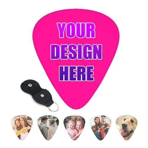 iPrint Personalized Guitar Picks 6-Pack Customized Guitar Pick Add Photo Text Guitar Accessories Great Gifts for Men, Dad, Boyfriend, Acoustic Guitar, Electric Guitar, Bass, Ukulele, Deep Pink, 0.71mm