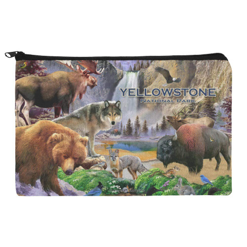 GRAPHICS & MORE Yellowstone National Park Wyoming Montana Idaho Animals Wolf Bear Fox Bison Makeup Cosmetic Bag Organizer Pouch