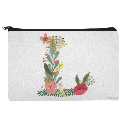 GRAPHICS & MORE Letter L Floral Monogram Initial Makeup Cosmetic Bag Organizer Pouch
