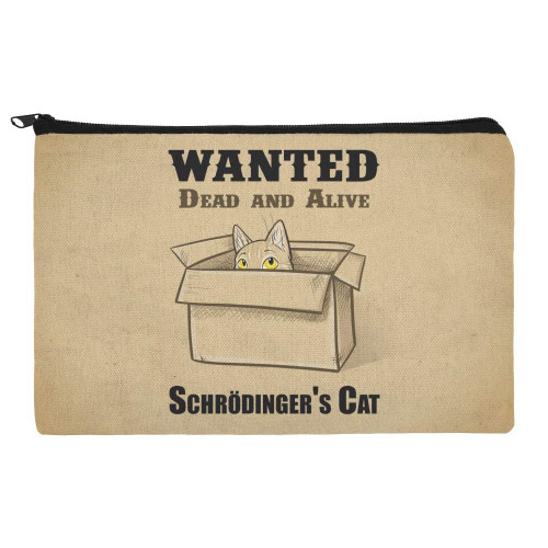 GRAPHICS & MORE Schrodinger's Cat Wanted Dead Alive Makeup Cosmetic Bag Organizer Pouch