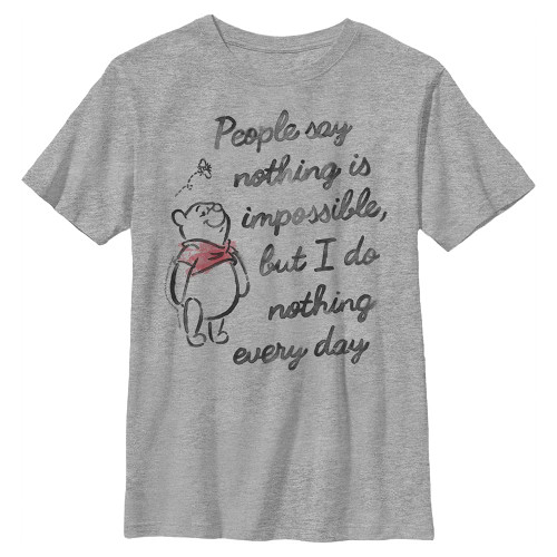 Disney Winnie The Pooh Impossible Boy's Crew Tee, Athletic Heather, Medium Disney Winnie The Pooh Impossible Boy's Crew Tee, Athletic Heather, Medium