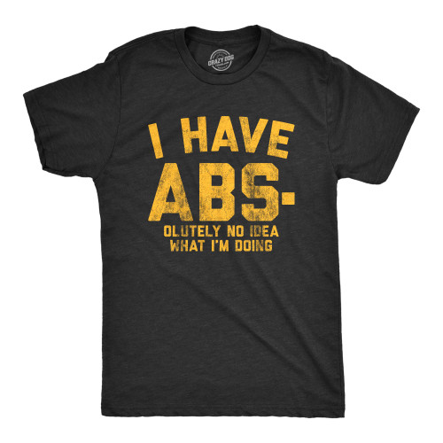 Mens I Have Abs-olutely No Idea What I'm Doing Tshirt Funny Workout Fitness Graphic Tee Funny Mens Shirts for Exercise with Adult Humor Black XL