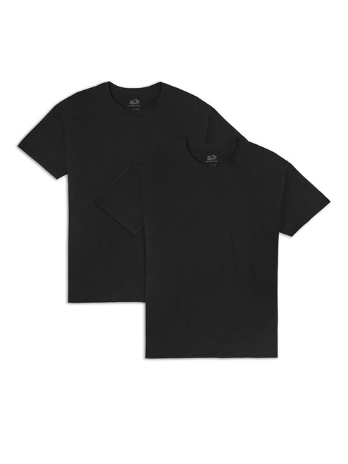 Fruit of the Loom Men's Eversoft Cotton T-Shirts (S-4XL), Crew-2 Pack-Black, 3X-Large