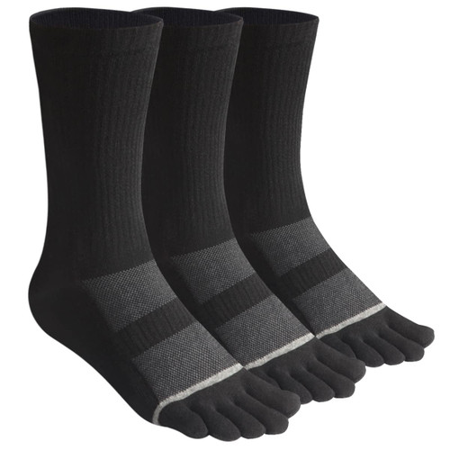 Men's Toe socks Cotton Crew Five Finger Socks for Running 3 Pairs(Black)