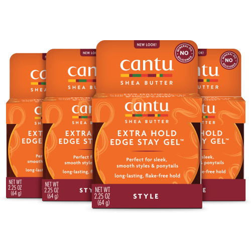Cantu Extra Hold Edge Stay Gel for Natural Hair with Shea Butter, 2.25 oz (Pack of 4) (Packaging May Vary) Cantu Extra Hold Edge Stay Gel for Natural Hair with Shea Butter, 2.25 oz (Pack of 4) (Packaging May Vary)