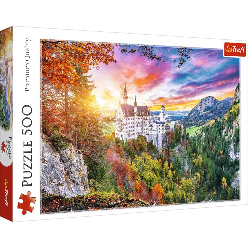 TREFL 500 Piece Jigsaw Puzzle, View of The Neuschwanstein Castle, Germany, Puzzle of Alps, Autumn Landscape, Adult Puzzle, Trefl 37427