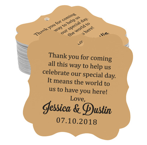 100 Pcs Kraft Paper Tags Scallop Edges Brown Hang Tag Wedding Party Favor Tags with Free Natural Jute Twine