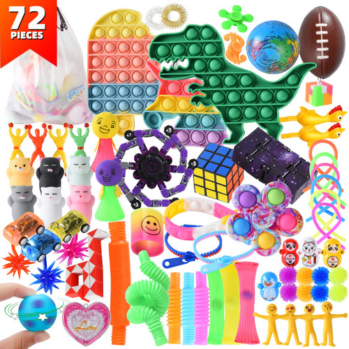 Fidget Toys,72pack Sensory Toys Birthday Party Favors Bulk Fidgets Toys Autism Autistic Children Treasure Box Toys Classroom Prizes Rewards Goodie Bag Fidget Toys for Kids Adults Stress Relief Tools