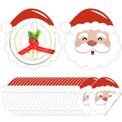 Sliner 100 Pcs Christmas Placemats Disposable Christmas Paper Placemats Santa Claus Placemats Dining Table Place Mats for Xmas Winter Table Decoration