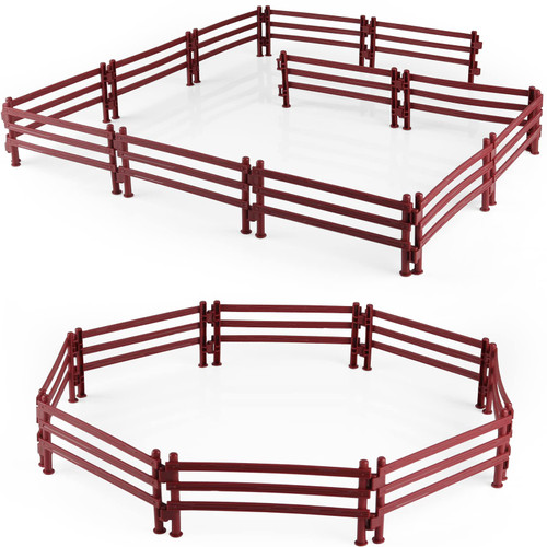 RCOMG 40PCS Plastic Horse Fence Toys Farm Corral Fencing Accessories Playset for Barn Paddock Horse Stable Horse Figures, Horse Toys Panel Accessories Gift for Toddlers Kids