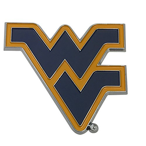 West Virginia University WVU Mountaineers METAL Auto Emblem - Many Different Colors Available! (Blue w/ Old Gold)