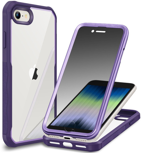 CENHUFO Privacy Case for iPhone SE 2022/iPhone SE 2020/iPhone 8/iPhone 7 with Built-in Anti Peep Glass Screen Protector Full Body Shockproof Cover Phone Case for iPhone SE 2022/2020/iPhone 8/7 -Purple