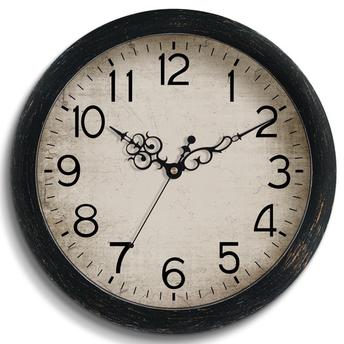 KECYET Wall Clock, 12 Inch Vintage Wall Clocks Battery Operated Quartz Silent Non Ticking Clocks Decorative for Kitchen, Bathroom, Living Room(Black Sliver) KECYET Wall Clock, 12 Inch Vintage Wall Clocks Battery Operated Quartz Silent Non Ticking Clocks Decorative for Kitchen, Bathroom, Living Room(Black Sliver)