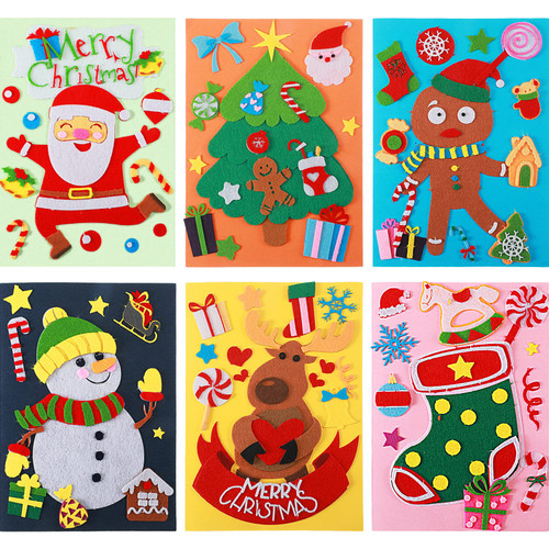 6 Sets Christmas Card Kits for Kids DIY Snowman Card Kit Handmade Christmas Cards Santa Claus Greeting Card Kit Christmas Card Making Kit with Envelopes for DIY Craft Christmas Decoration Party Favors