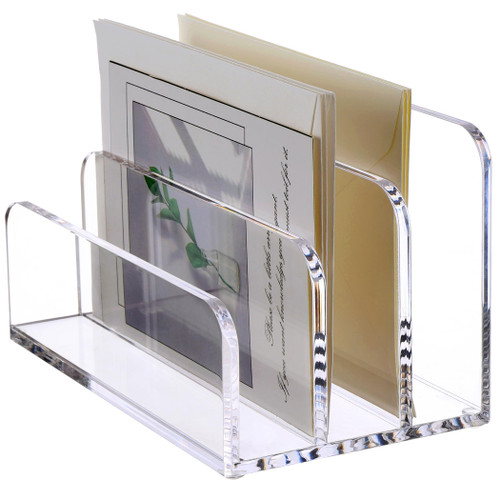 SANRUI Acrylic File Organizer 3 Compartments Mail Organizer for Desk,Vertical Letter Holder,File Sorter for Office Supplies,Clear