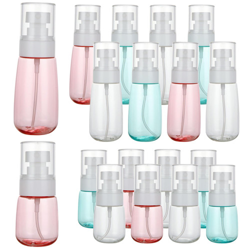 Acrux7 18Pcs 1oz and 2oz Small Plastic Travel Spray Bottle Multi-Color Mister Spray Bottle Refillable Perfume Bottles Atomizer Empty Fine Mist Sprayer for Perfume Liquid Hair Clear Sample Containers