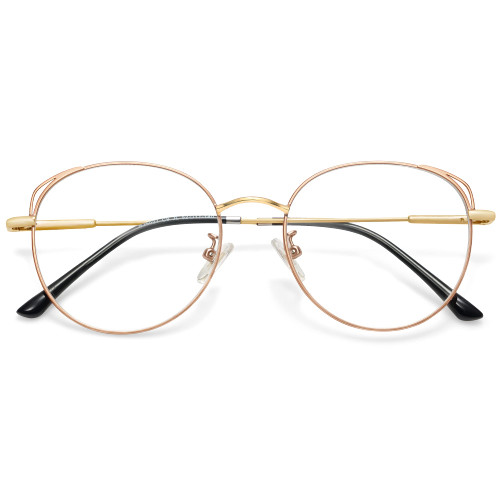 SOJOS Cat Eye Blue Light Blocking Glasses Hipster Metal Frame Women Eyeglasses She Young Matte Brown and Gold Frame Anti-Blue Light Lens