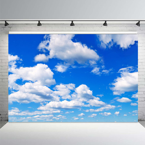 MEHOFOND Blue Sky White Cloud Backdrop Sky Cloud Photography Background Clear Sunny Sky Cloud Backdrop for Kids Birthday Baby Shower Wedding Party Decorations Fabric Photo Studio Props 7x5ft