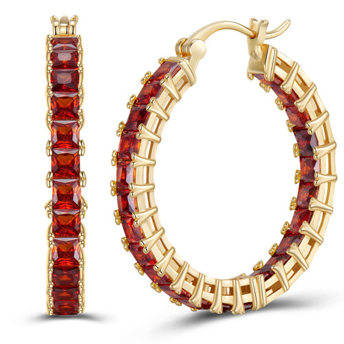 Hoop Earrings For Women 925 Sterling Silver Post Red Cubic Zirconia Gold Plated Christmas Birthday Party Jewelry Gifts for Women Gilrs weinuo Hoop Earrings For Women 925 Sterling Silver Post Red Cubic Zirconia Gold Plated Christmas Birthday Party Jewelry Gifts for Women Gilrs weinuo