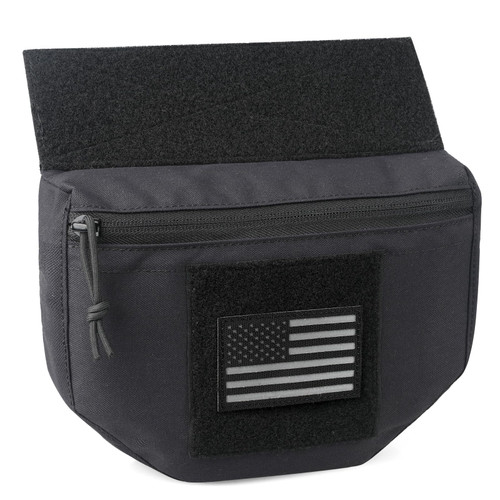WYNEX Tactical Drop Pouch for Chest Rig, Sub Abdominal Carrying Kit Bag Utility Tool Dangler Organizer Pouch for JPC CPC AVS Vest Hook-and-Loop Add-on Pouch Patch Included Black