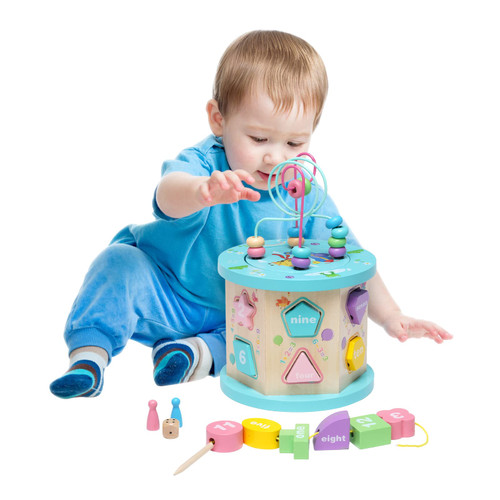 Aomola Wooden Activity Cube Baby Toys Montessori Toys for 1+ Year Old Wooden Educational Learning Toys with Bead Maze for Toddlers Baby First Birthday Gift Aomola Wooden Activity Cube Baby Toys Montessori Toys for 1+ Year Old Wooden Educational Learning Toys with Bead Maze for Toddlers Baby First Birthday Gift