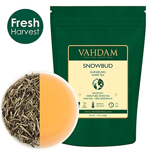 VAHDAM, Snobud White Tea Leaves from Darjeeling (25 Cups), White Tea Loose Leaf Sourced Direct from High Elevation Estates in the Himalayas, 1.76oz VAHDAM, Snobud White Tea Leaves from Darjeeling (25 Cups), White Tea Loose Leaf Sourced Direct from High Elevation Estates in the Himalayas, 1.76oz