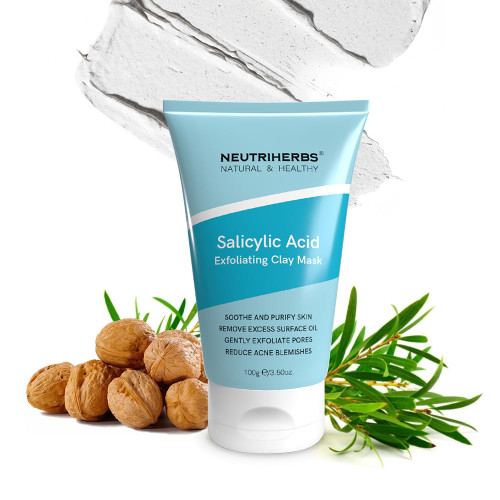 Neutriherbs Salicylic Acid Clay Mask, Hyaluronic Acid Clay Mud Mask, Purify Skin, Remove Dead Skin And Unclogged Pores, Face Mask For Oily & Acne Prone Skin - 3.5 Oz