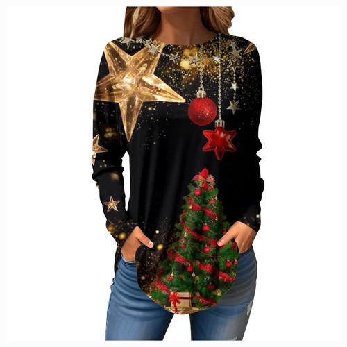 Fall Tops for Women 2023, Womens Long Sleeve Tops Tunics or Tops to Wear with Leggings Thanksgiving Shirts for Women Fall Clothes for Women 2023 Blue Long Sleeve Shirt Pink Long (Black,3XL)