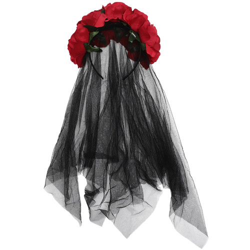Lurrose Day of The Dead Veil Headband Rose Flower Crown Veil Halloween Costume Mexican Headpiece for Women ( Red ) Lurrose Day of The Dead Veil Headband Rose Flower Crown Veil Halloween Costume Mexican Headpiece for Women ( Red )
