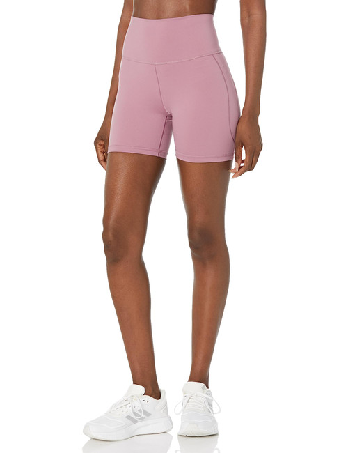 adidas Women's Yoga Studio Five-Inch Short Tights, Wonder Orchid, Medium
