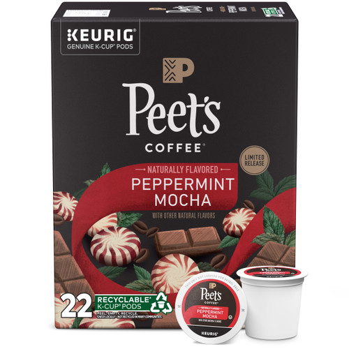 Peet's Coffee, Flavored Coffee K-Cup Pods for Keurig Brewers - Peppermint Mocha 22 Count (1 Box of 22 K-Cup Pods) Peet's Coffee, Flavored Coffee K-Cup Pods for Keurig Brewers - Peppermint Mocha 22 Count (1 Box of 22 K-Cup Pods)