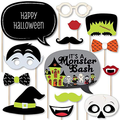 Big Dot of Happiness Halloween Monsters - Halloween Party Photo Booth Props Kit - 20 Count
