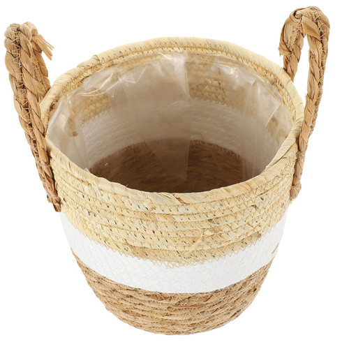 FUNOMOCYA Flower Basket planters for Indoor Plants Seagrass Baskets for Storage Straw Seagrass Plant Basket Plant Basket Stand Pot for Plants Indoor Jute to Weave Seaweed Potted Plant