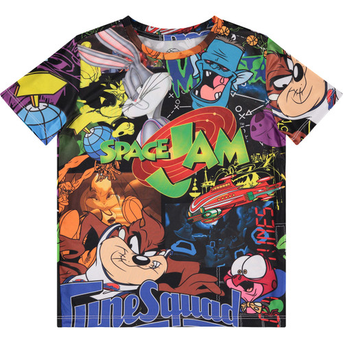 space jam Boys Movie Shirt - Tune Squad Marvin & Bugs Bunny Tee Sublimated Allover T-Shirt (White, 4/5)