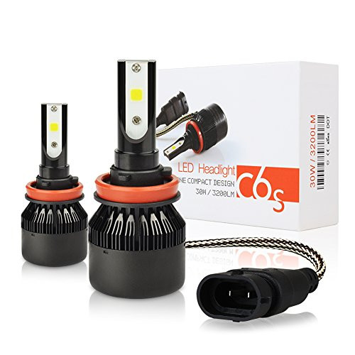 WOXMA LED Headlights Bulbs H11 H8 H9 with Advanced Flip Chip and All-in-One Conversion kit, 60W 6400LM 6500K White Lamp for Hi/Lo Beam/DRL/Fog Light