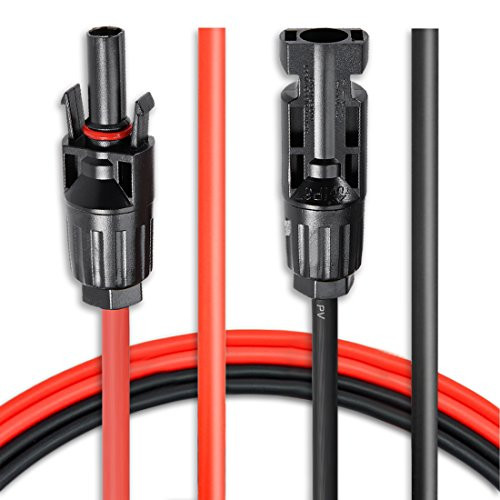 Awclub 10 Feet 10AWG MC4 Solar Adaptor Cable Solar Panel Extension Cable Wire MC4 Connector Solar Extension Cable with MC4 Female and Male Connectors (10FT Red + 10FT Black)