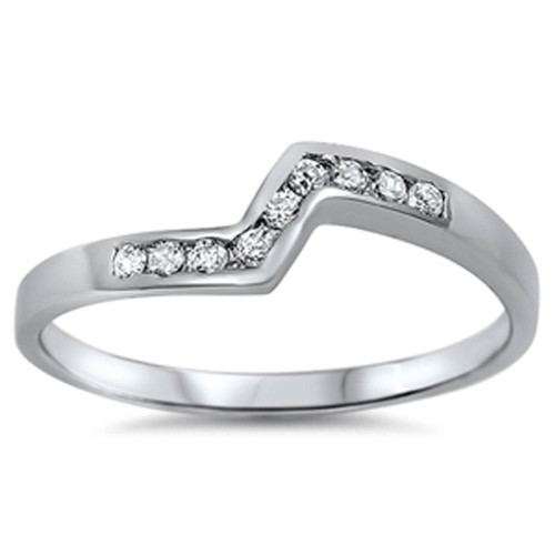Clear CZ Abstract Modern Ring New .925 Sterling Silver Thumb Band Size 7
