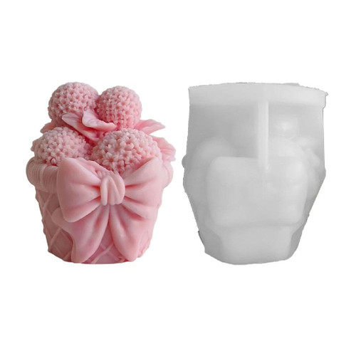 Candle Mould Silicone Candle Moulds for Casting Silicone Mould 3D Ball Cube Mould Candle for Crafts Ornaments Flower Basket Candle Mold