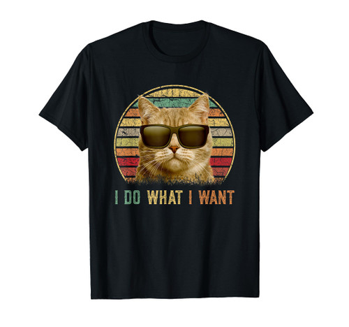 Retro 70s 80s 90s Meowy cat i do what i want - Funny Cat T-Shirt